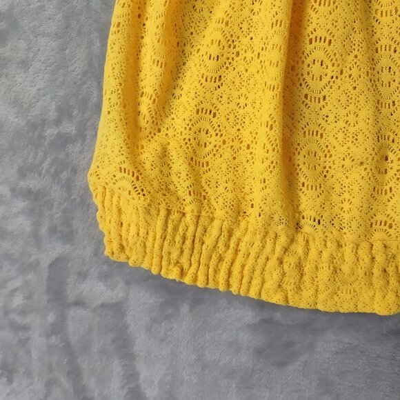 Cato Woman Plus Eyelet Lace Peasant Top 18/20W Yellow Boho Cottagecore Feminine - Picture 4 of 11